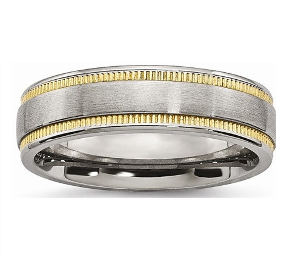 Brushed Yellow IP-Plated  Stainless Steel Wedding Band