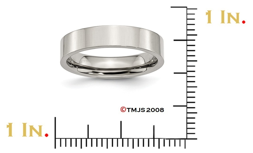 Polished Stainless Steel 5mm Flat Standard-Fit Wedding Bands