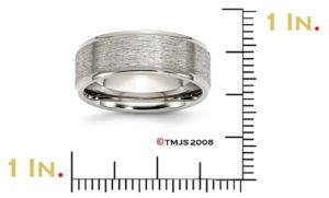 Brushed Stainless Steel 8mm Ridged Edge Grain Finish Center Wedding Bands
 img title=SR91-10