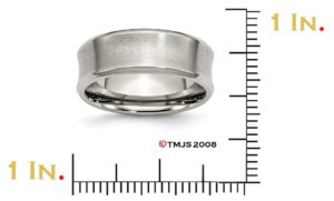 Brushed Stainless Steel 8mm Beveled Edge Concave Standard-Fit Wedding Bands
 img title=SR92-10