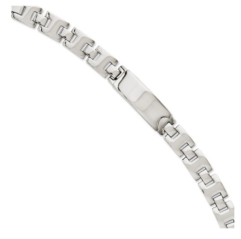 Stainless Steel, Polished ID Plate Bracelet, 9