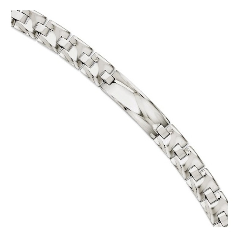 Stainless Steel, Polished ID Plate Bracelet, 8.75