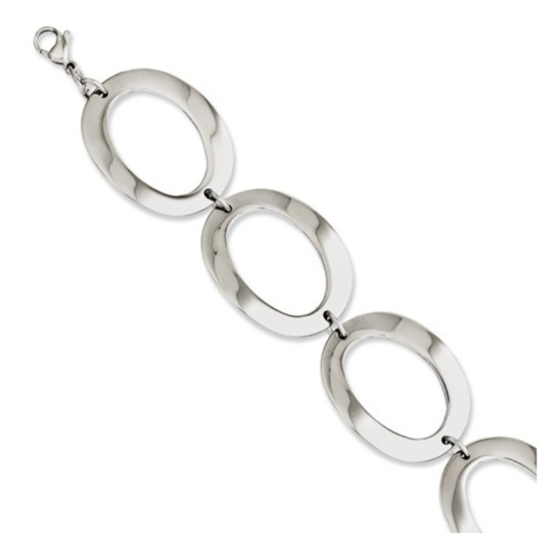 Stainless Steel, Polished Ovals Bracelet,  8