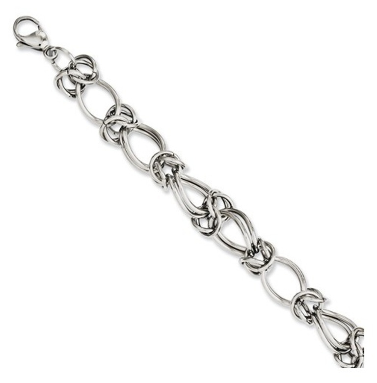 Stainless Steel, Polished Ovals Bracelet, 8