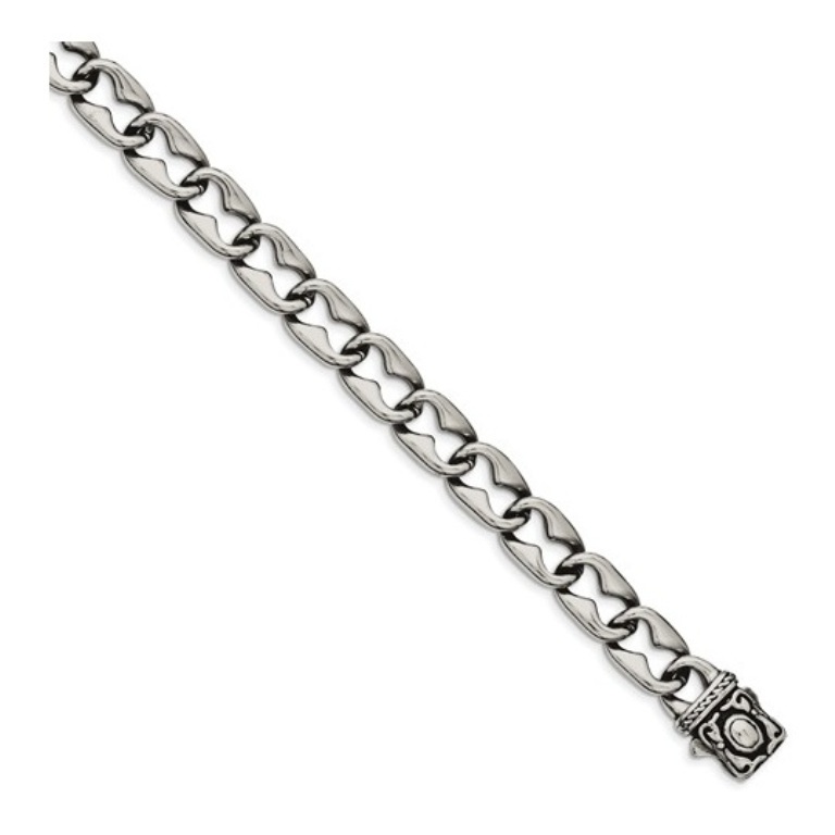 Stainless Steel, Polished Fancy Link Bracelet, 8.25