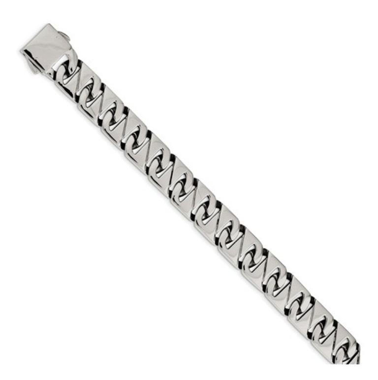 Stainless Steel, Polished Link Bracelet, 8.5