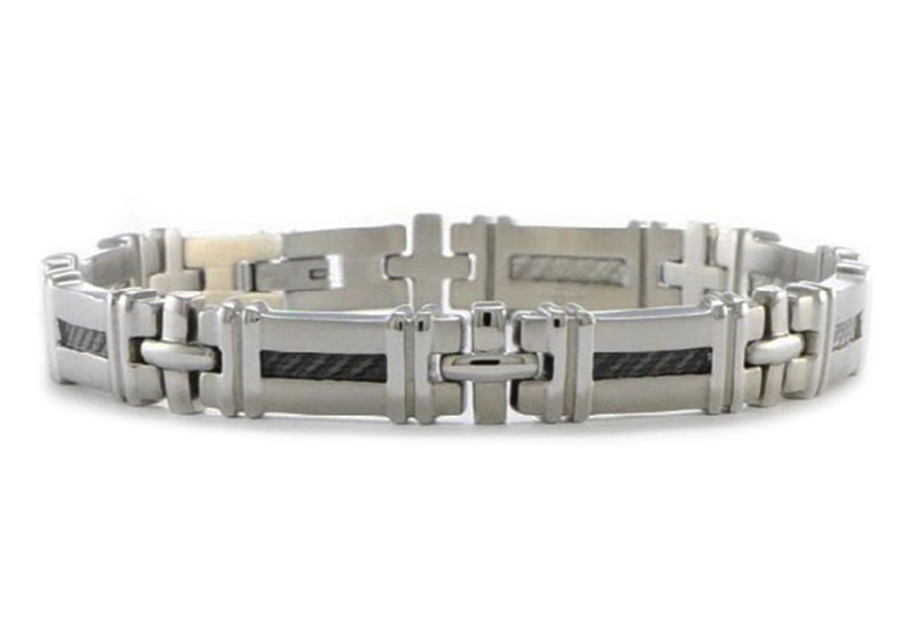 Stainless Steel Black-Plated Bracelet, 9.25. 