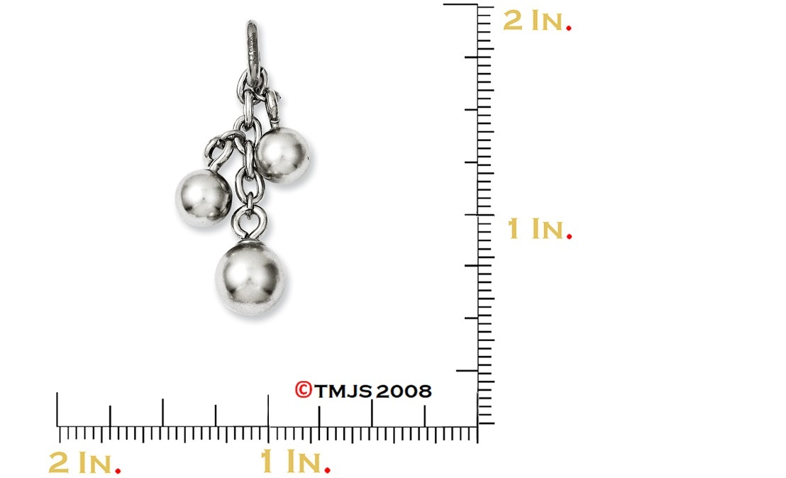 Grey Simulated Pearl Interchangeable Pendant, Stainless Steel, (42X18MM)