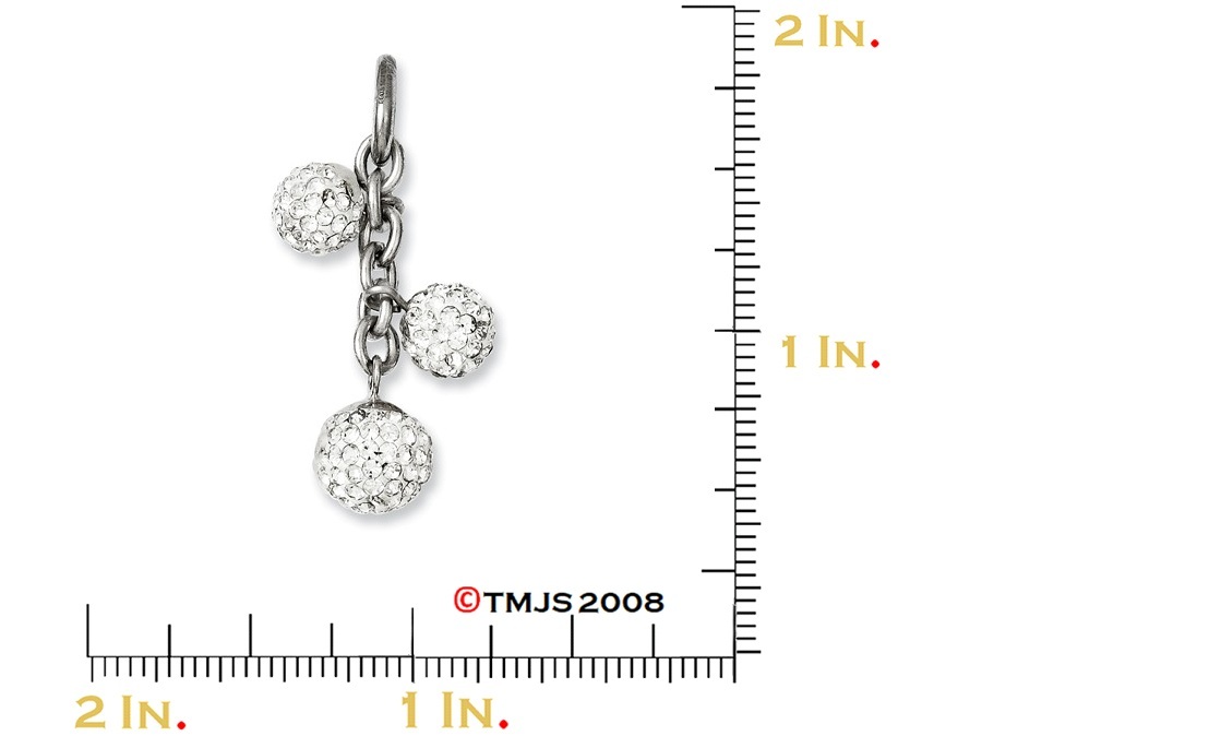 Cubic Zirconia Interchangeable Pendant, Stainless Steel, (40X20MM)