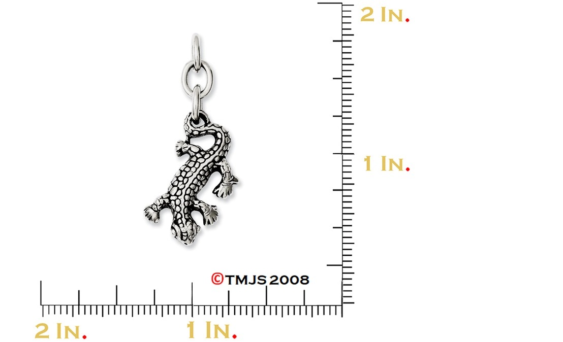 Gecko Interchangeable Antiqued Pendant, Stainless Steel, 2