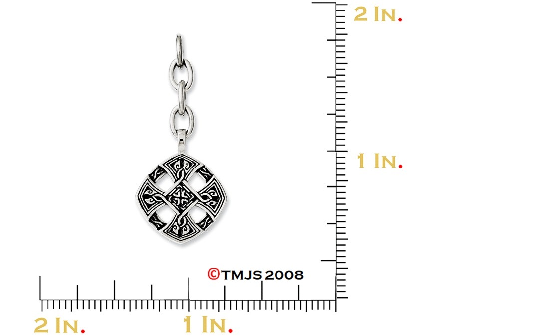 Celtic Cross Interchangeable Antiqued Pendant, Stainless Steel, 2.25