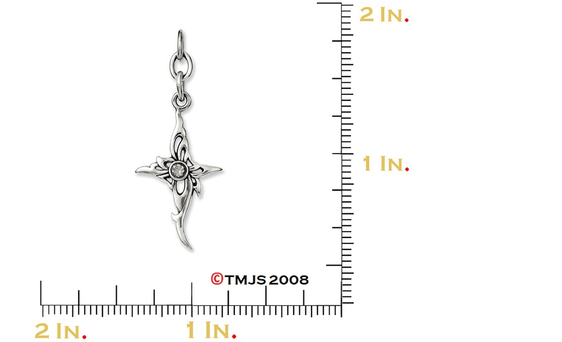 Cross With Cubic Zirconia Interchangeable Pendant, Stainless Steel,2.75