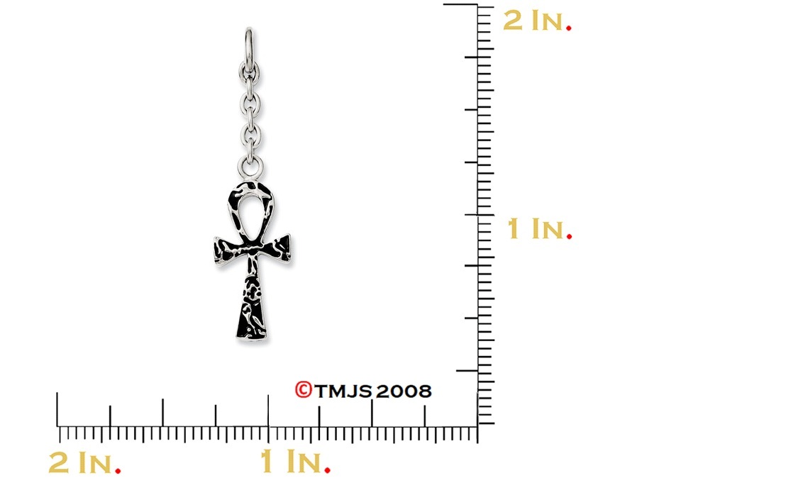 Ankh Cross Interchangeable Antiqued Pendant, Stainless Steel, 2.5