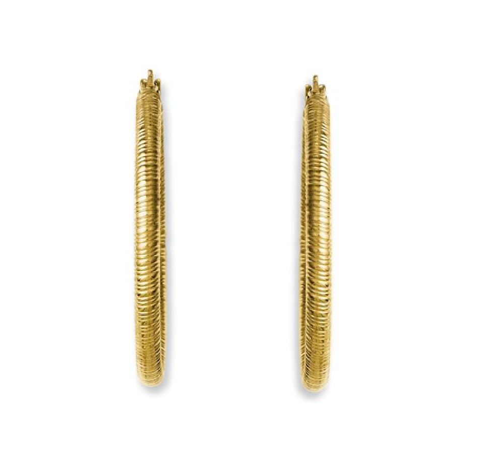 Yellow IP-Plated Stainless Steel Textured Hoop Earrings