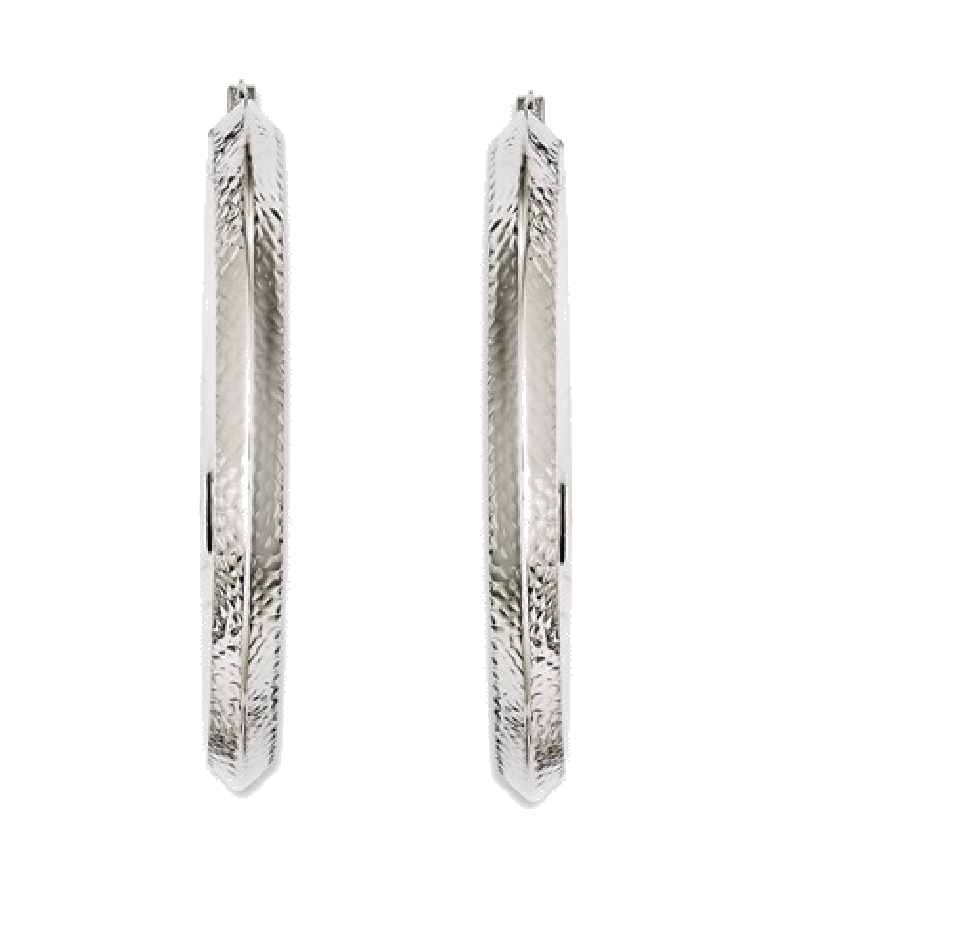 Stainless Steel Textured Knife Edge Hoop Earrings