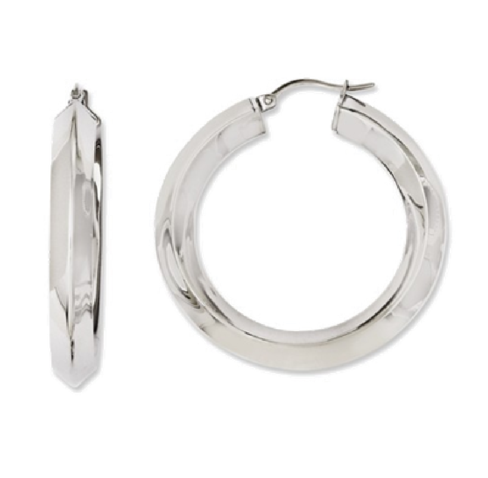 Stainless Steel Knife Edge Hoop Earrings