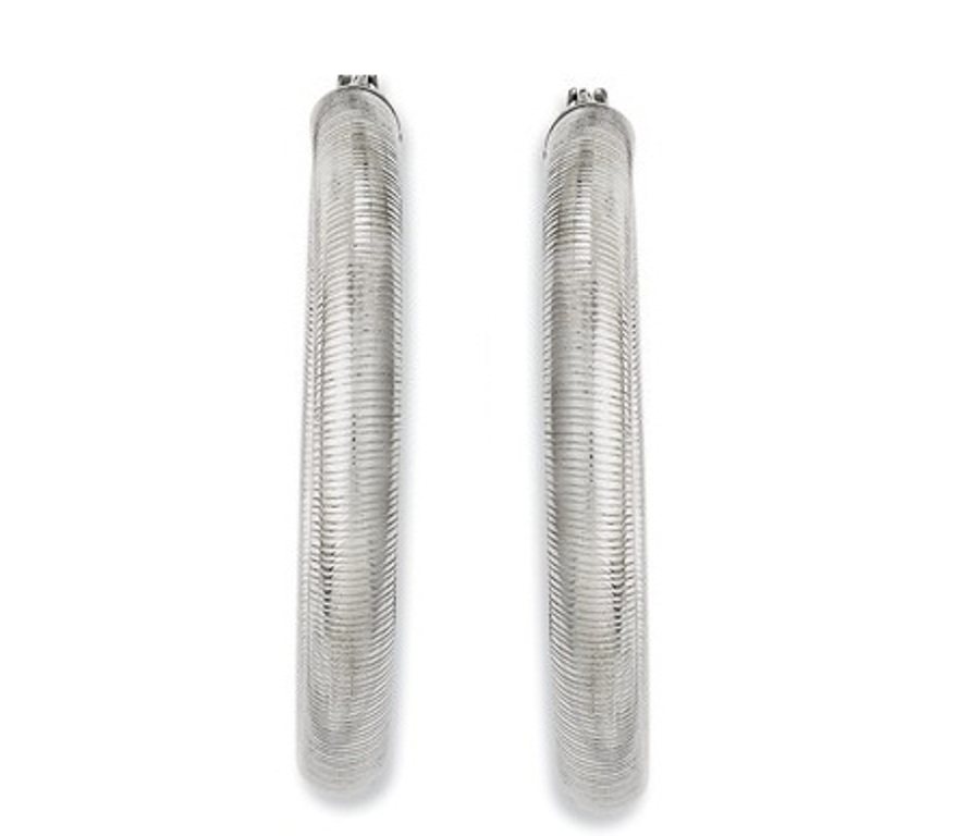 Stainless Steel Textured Hollow Hoop Earrings 