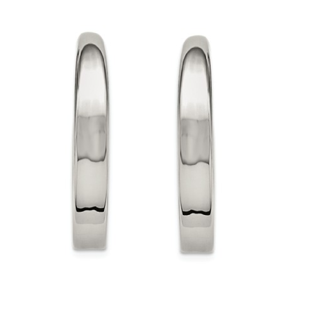 Polished Stainless Steel Hoop Earrings