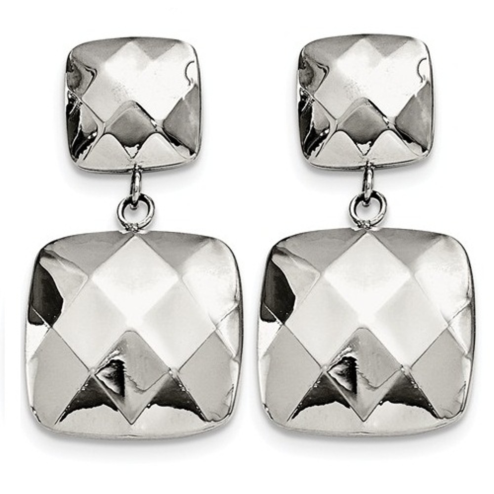 Stainless Steel Hollow Squares Post Dangle Earrings