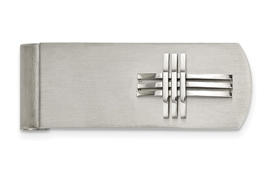 Stainless Steel Brushed/Polished Cross Money Clip