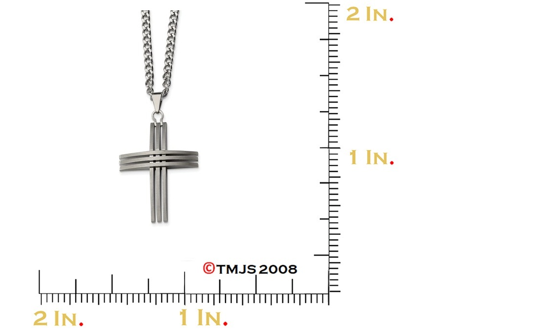  Cross Necklace with Pendants, Stainless Steel, 24