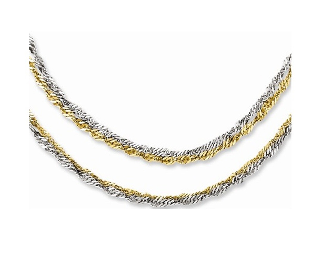 Layered Necklace, Yellow IP-Plated Stainless Steel, 17.50