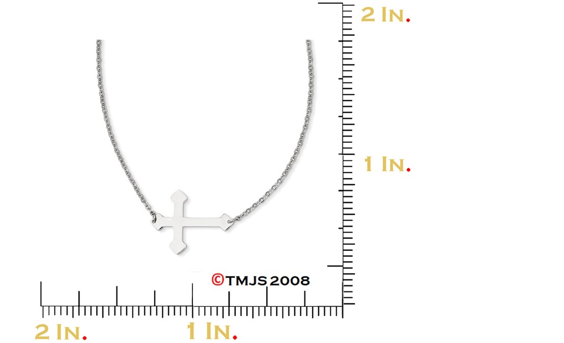 Sideways Cross Necklace,Stainless Steel,18