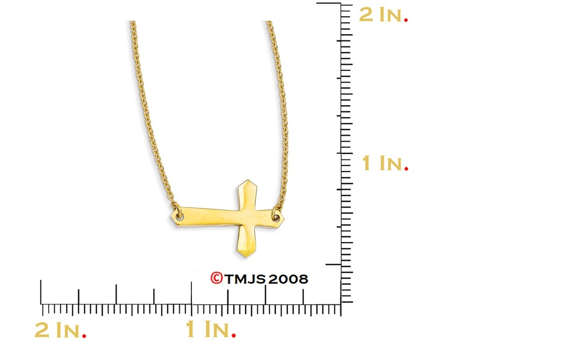 Sideways Cross Necklace, Yellow Gold IP-Plated Stainless Steel, 21.25