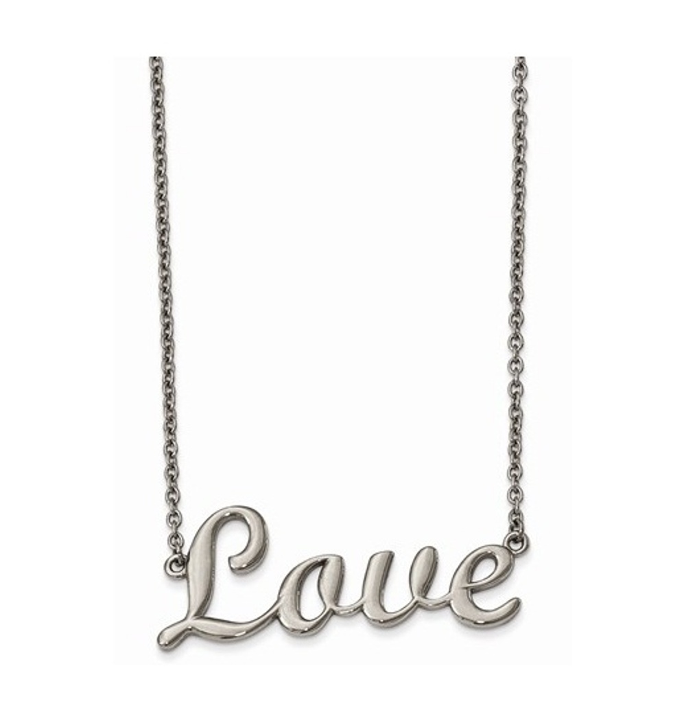 Stainless Steel Love Pendant Necklace, 16