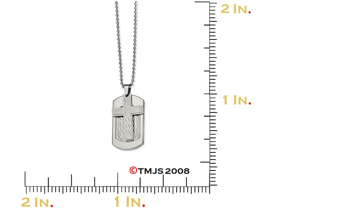 Dog Tag Cross Pendant Necklace,Stainless Steel, 24