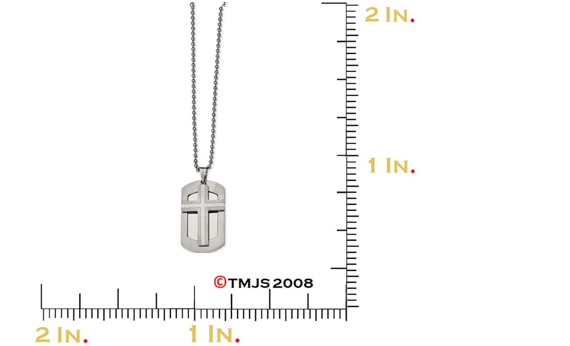 Dog Tag Moveable Cross Necklace,Stainless Steel, 24