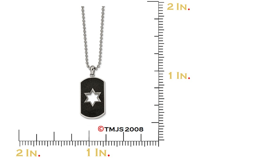 Star Of David Dog Tag Laser-Cut Pendant,Stainless Steel, 24