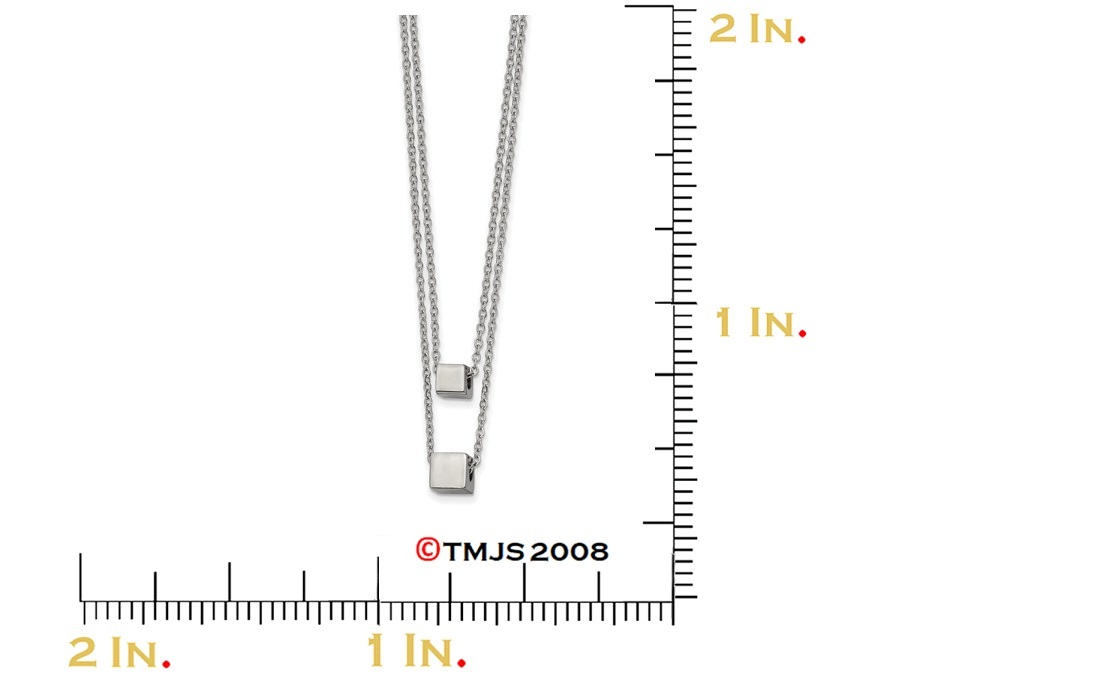 Stainless Steel Two Strand Square Necklace, 17-19