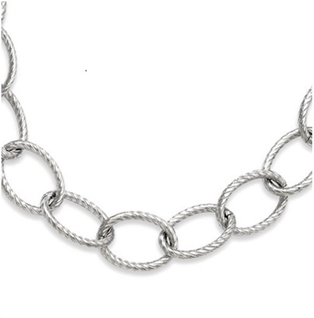 Stainless Steel Oval Link Necklace, 20