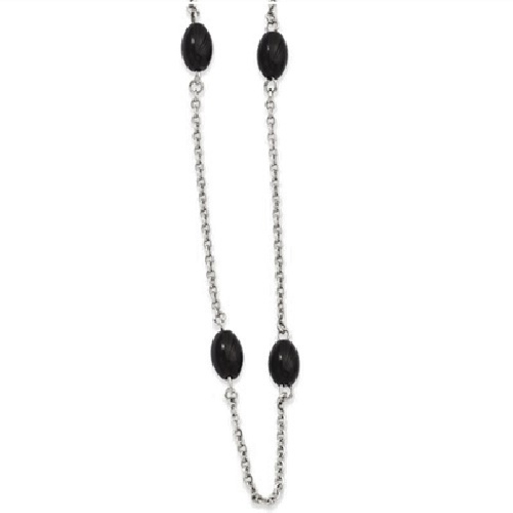 Stainless Steel and Black IP-Plated Beads Necklace, 62