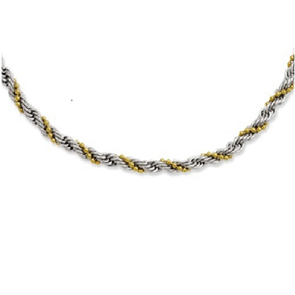 Ball and Rope Twisted Chain Necklace,  Yellow IP-Plated Stainless steel, 20