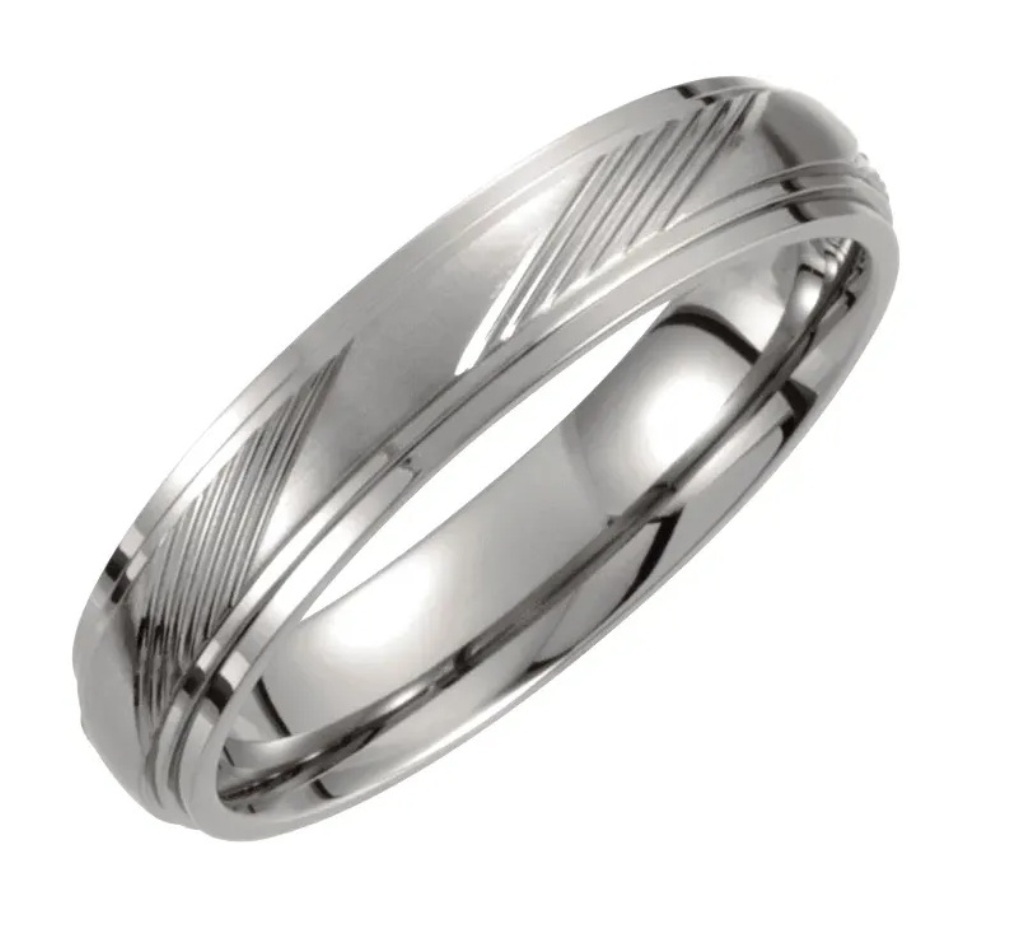 5 mm Titanium Satin and Polished Embossed Band