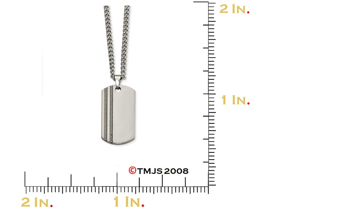 Grey Carbon Fiber Inlay Dog Tag Pendant Necklace,   Tungsten, 24