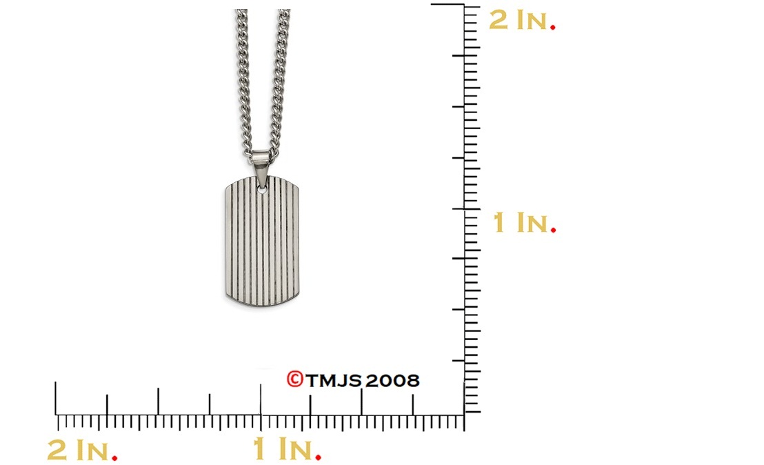 Dog Tag Pendant Necklace,   Tungsten, 22