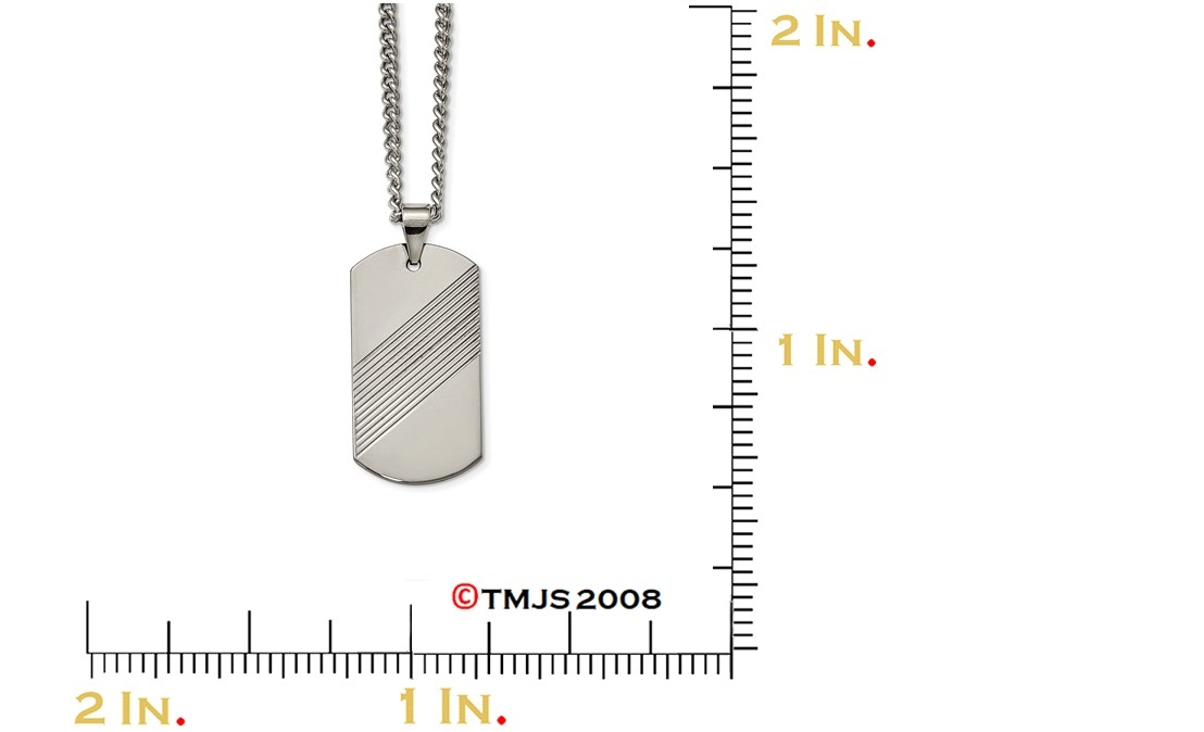 Textured Dog Tag Pendant Necklace,   Tungsten, 24