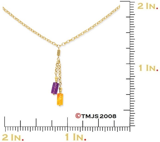 Amethyst and Citrine Drop Necklace, 14k Yellow Gold, 16