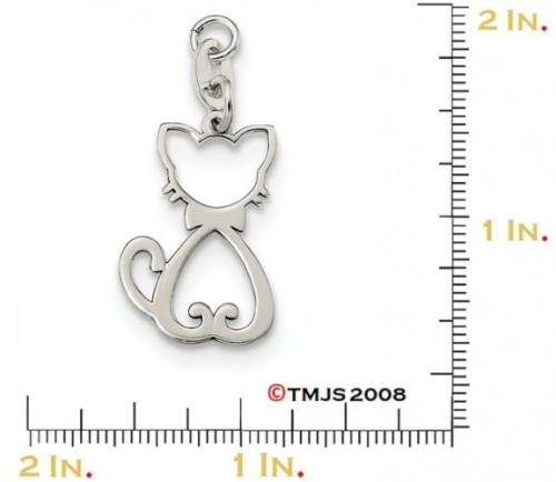 Sterling Silver Silhouette Cat Charm (30X19MM)