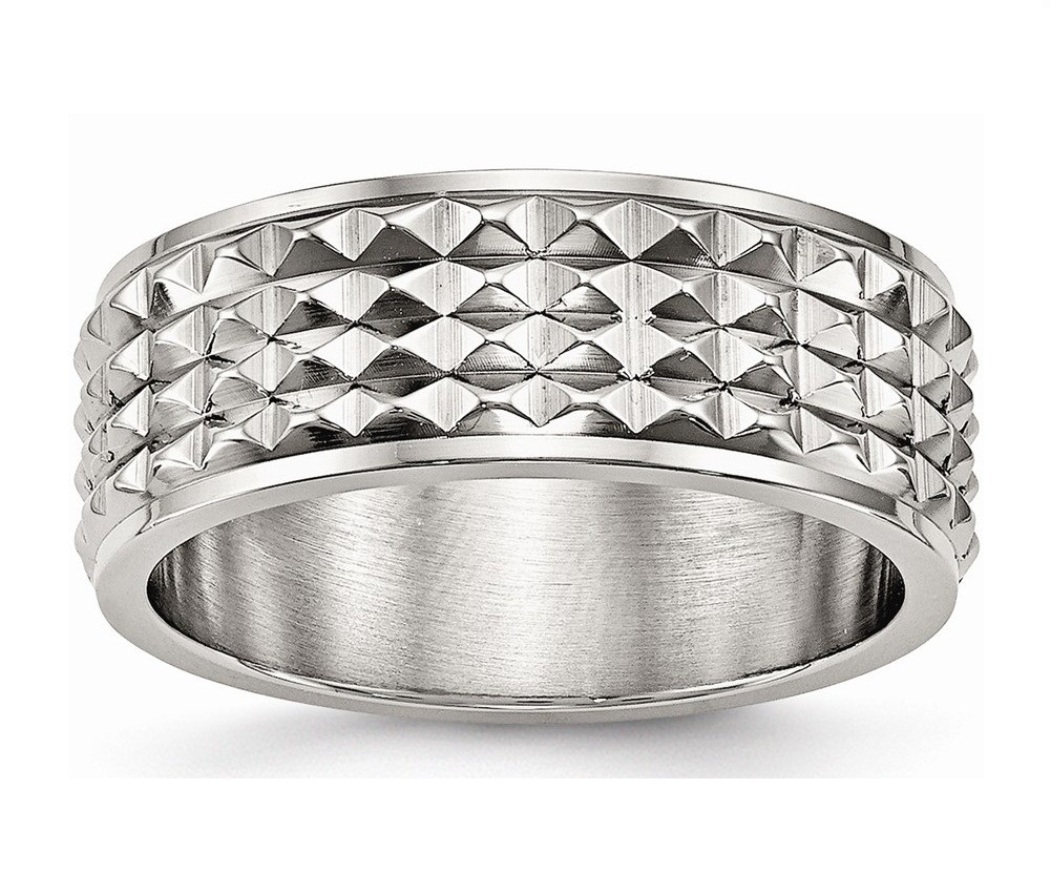 Stainless Steel Polished Studded Ring