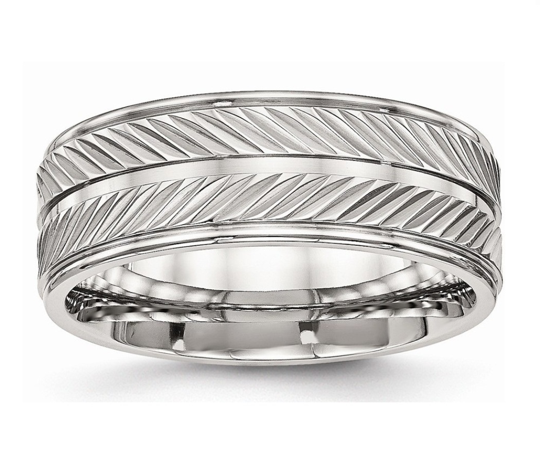 Stainless Steel Polished Grooved Ring