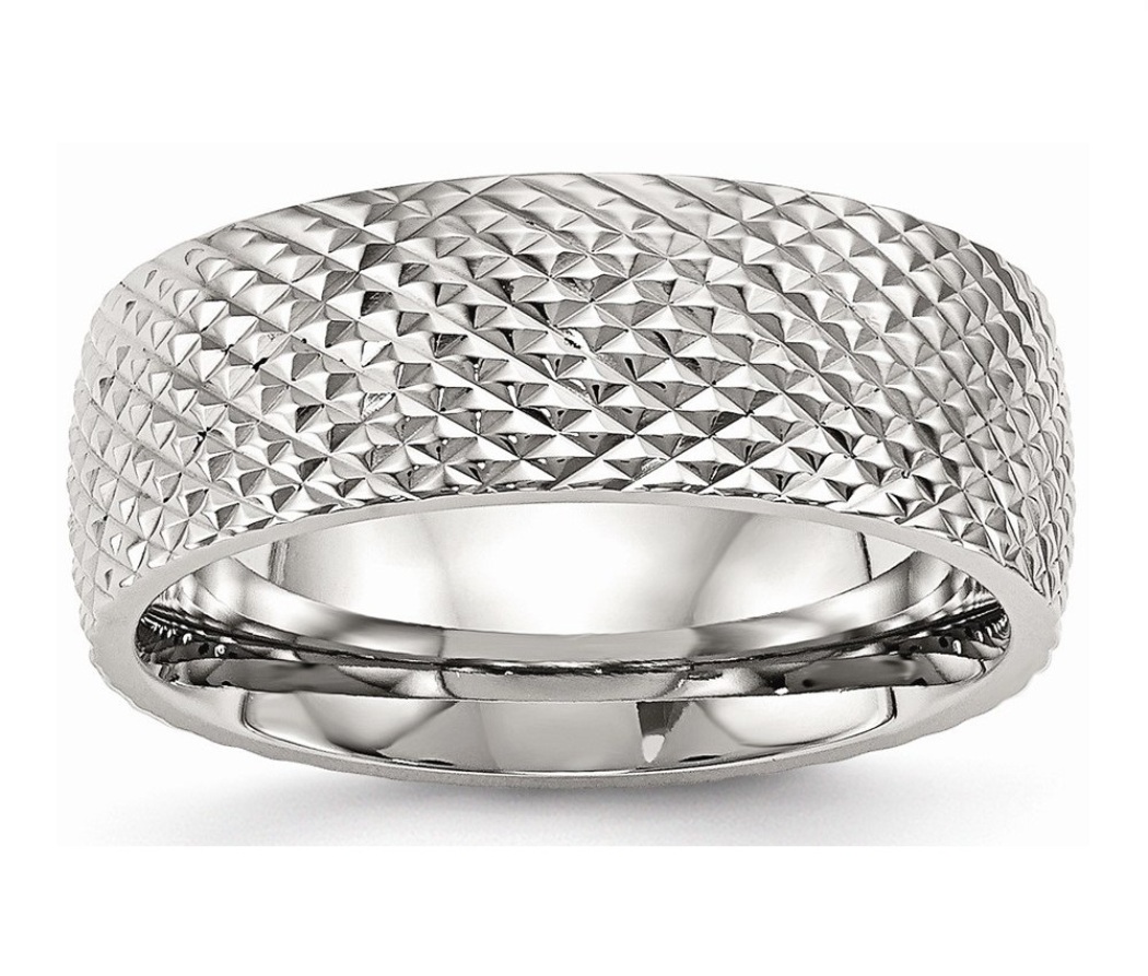 Stainless Steel Polished Textured Ring