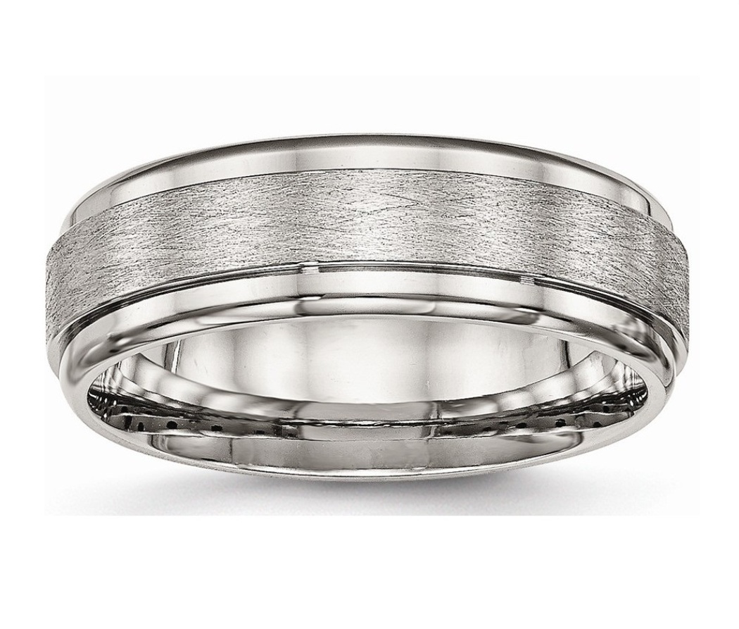 Stainless Steel Brushed And Polished Ridged Edge Ring