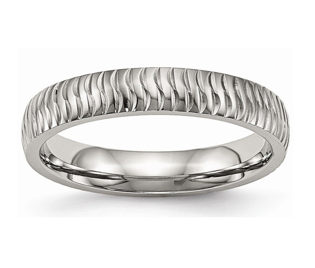 Stainless Steel Polished Textured Ring