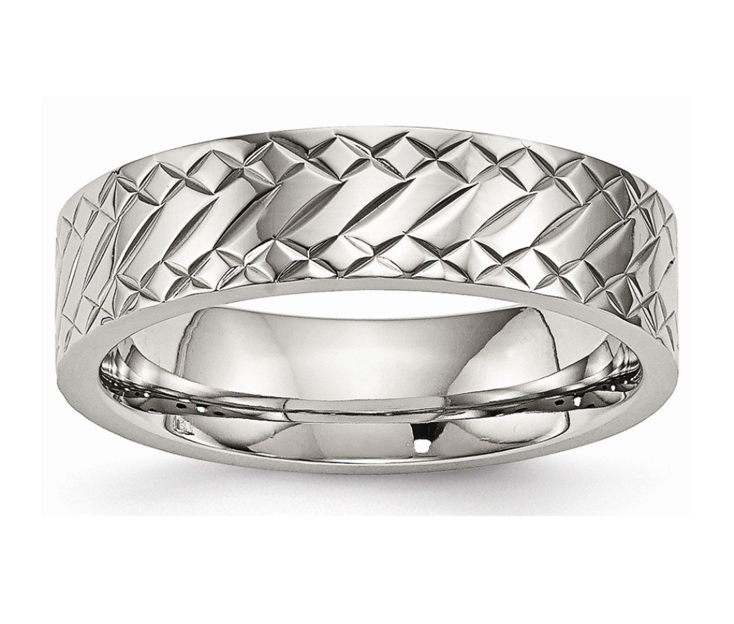 Stainless Steel Polished Textured Ring