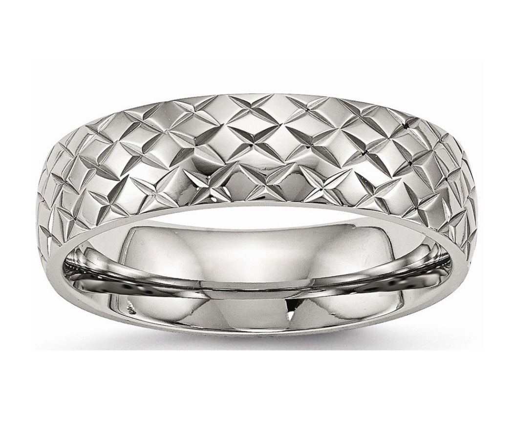 Stainless Steel Polished Textured Ring