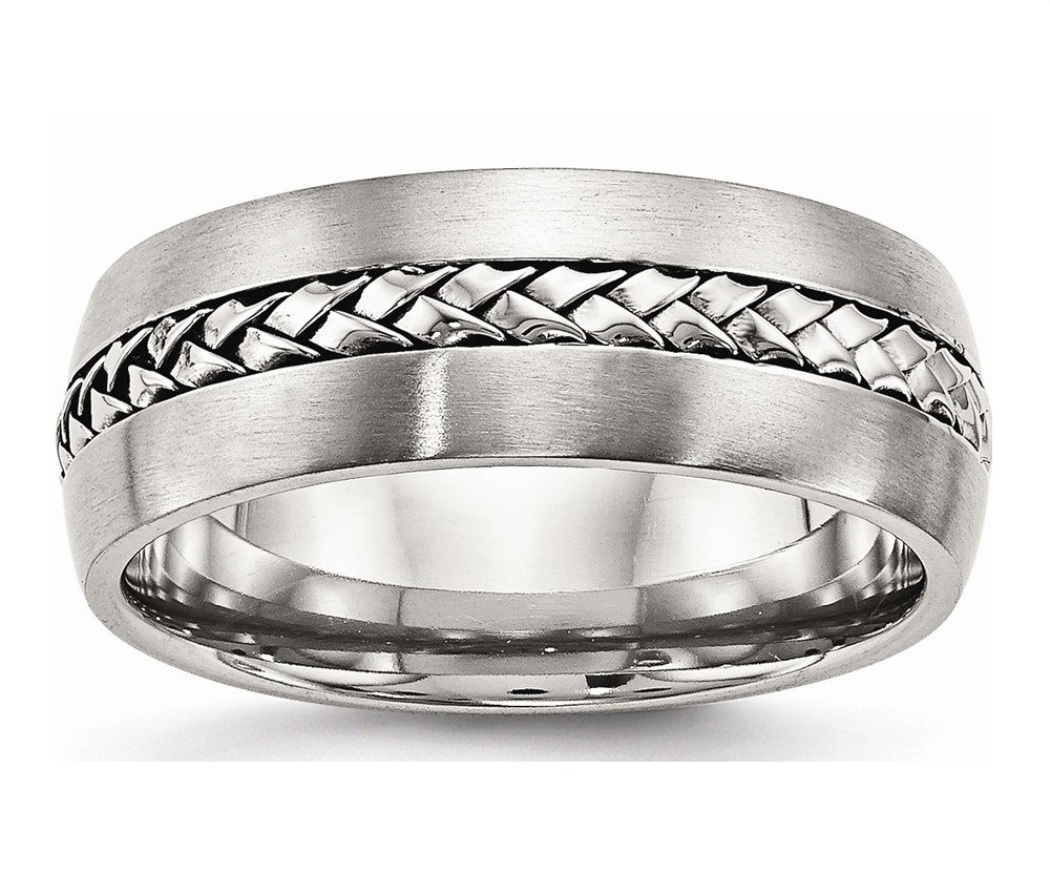 Stainless Steel Brushed And Polished Braided 8.00mm Band